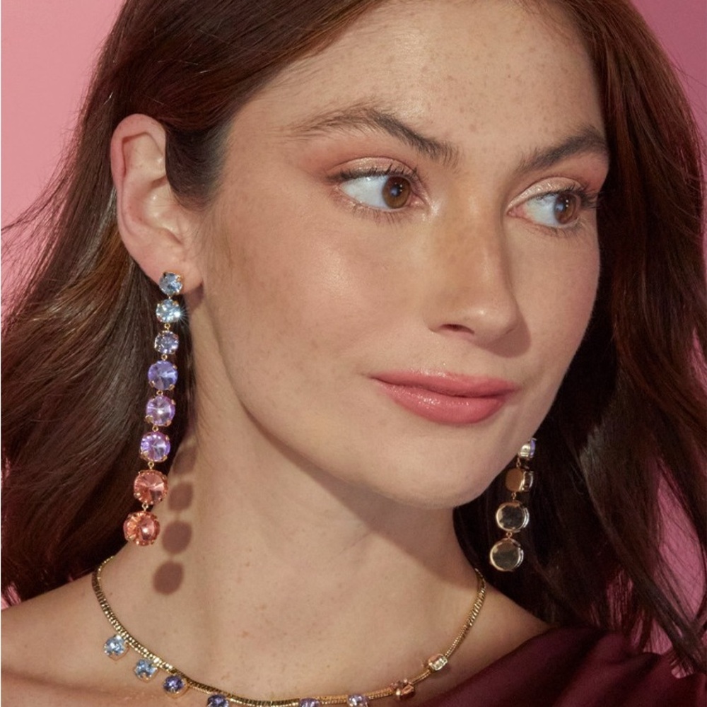 Luxe 14K Gold Plated Gradient Glass Drop Earrings